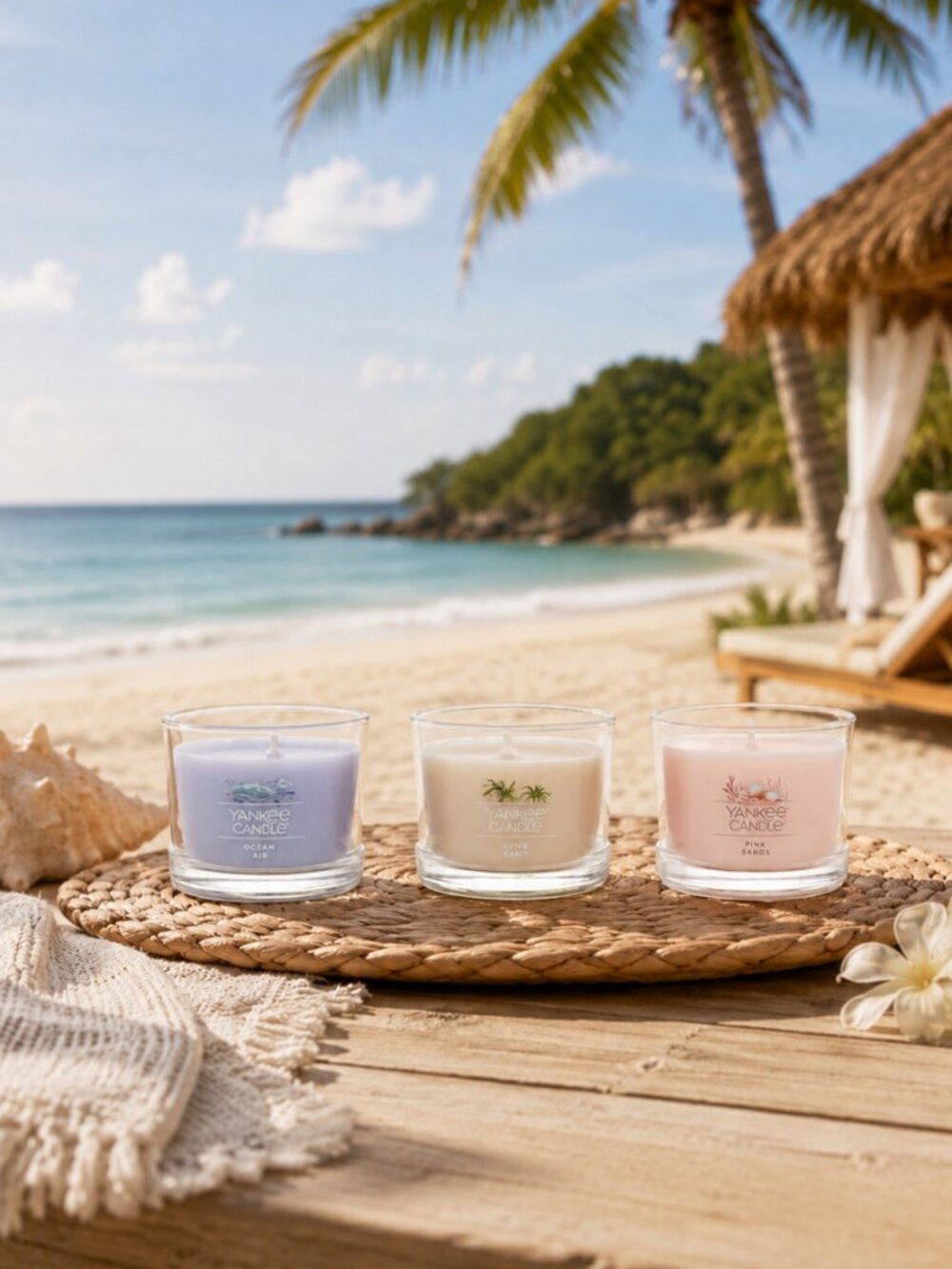 Yankee Candle 3 pc Mini Set Beach Retreat Ocean Sun Pink Sands NIB Gift - Picture 4 of 4